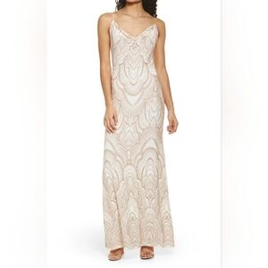 JUMP APPAREL Ivory/Gold-Glitter Sleeveless Gown Size 5/6 New
